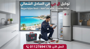 فني من توكيل ال جي في الساحل الشمالي يقوم بصيانة أجهزة LG المنزلية داخل منزل حديث